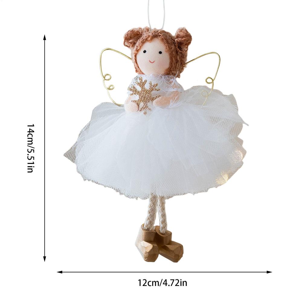 Christmas Tree Angel Decoration Hangable Dreamy Christmas Golden-Wing Angel Girl Ornaments for Living Room Bedroom Balcony