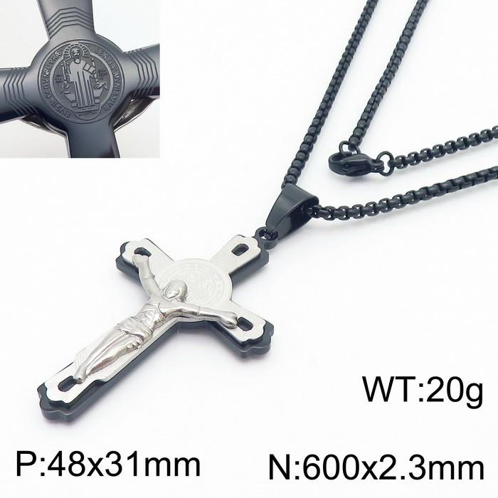Personalized Religious Cross Pendant Neckalce for Men Women‘s’ Gold Color Stainless Steel Jewelry Thick Brushed Accessories