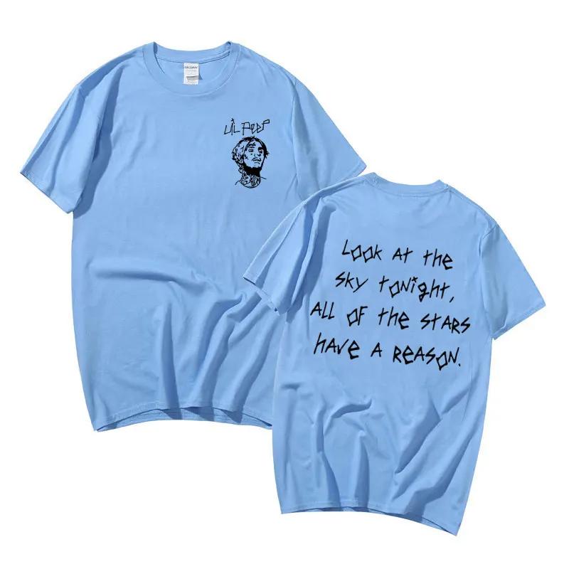 Rapper Lil Peep Look At The Sky Tonight All of The Stars Have A Reason Graphic Tshirt Men's Hip Hop Vintage Oversized T-shirts