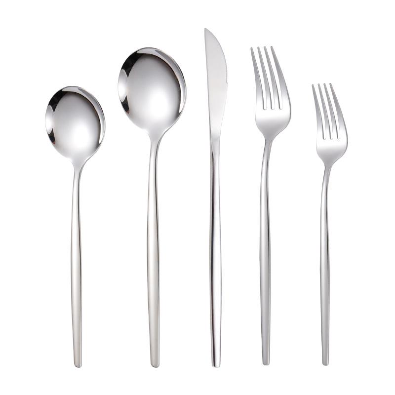 Portugal Gold Stainless Steel Cutlery Set: Four-Piece Knife, Fork, and Spoon Set for Steaks.