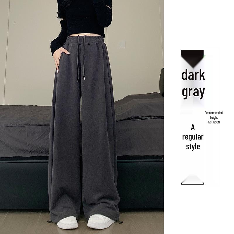 2024 Damen Weiß-Grau Hochtailliert Locker Weitbein Lässige Schlankmachende Jogginghose