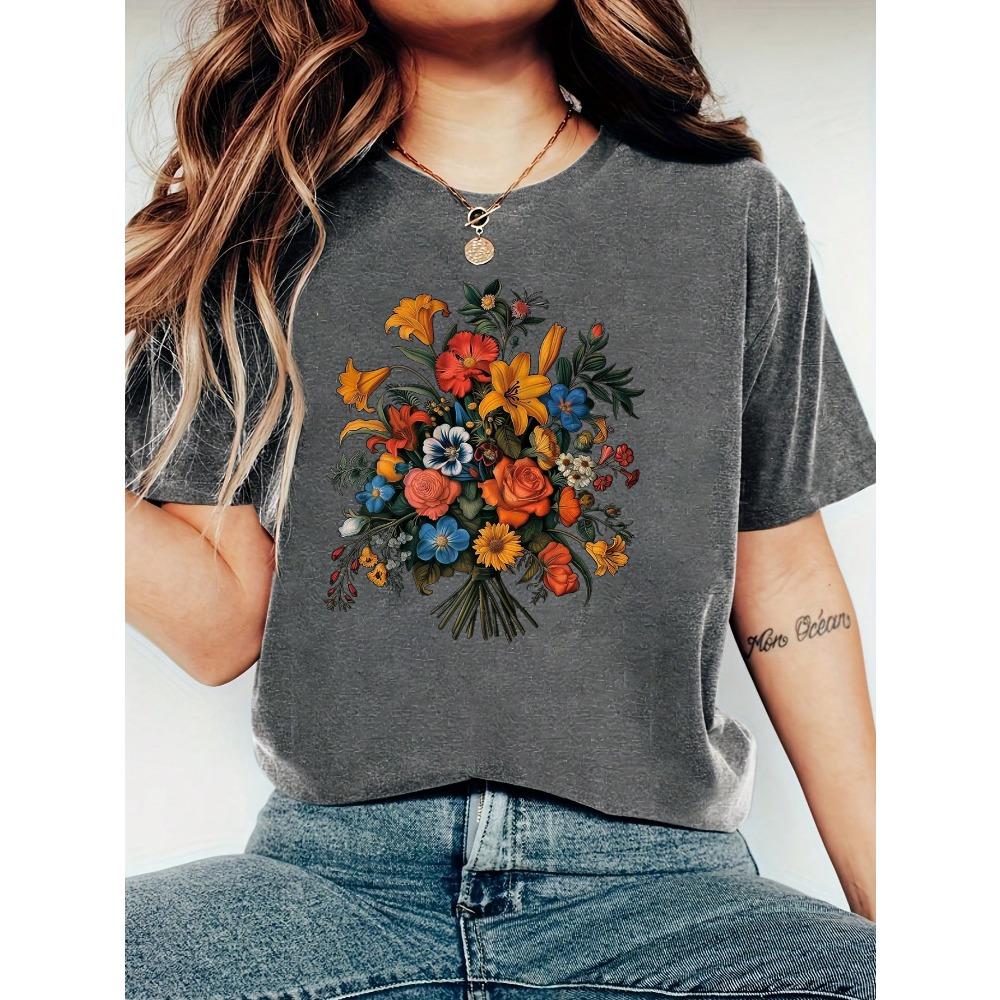 Harajuku Flori și Plante Vintage Tricou de Damă Mânecă Scurtă Gât Rotund Tricou de Vară Topuri pentru Femei Haine
