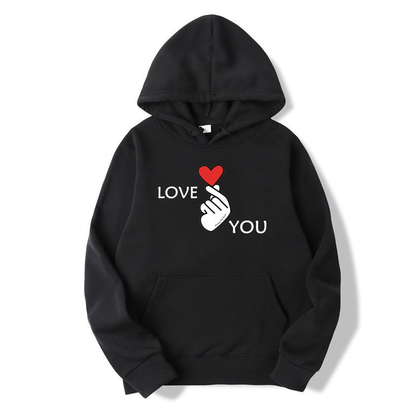 I Love You Letter Printed Hoodie Fashion Men's and Women's Sweater Brushed Super Large Couple Street Hoodie