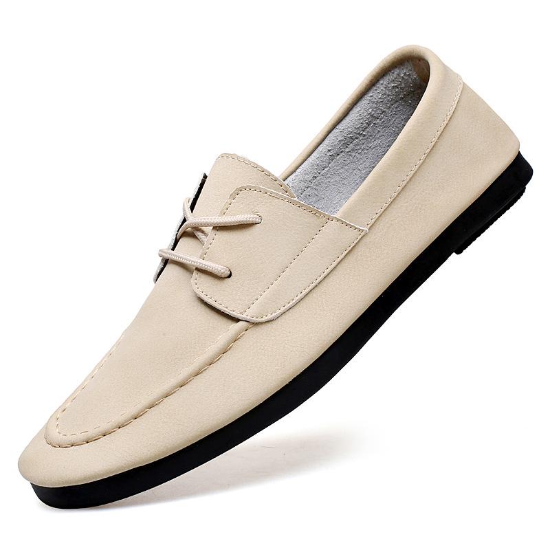 Men s Autumn Casual Soft Sole Leather Loafers - Yellow Brown 39 бежевый