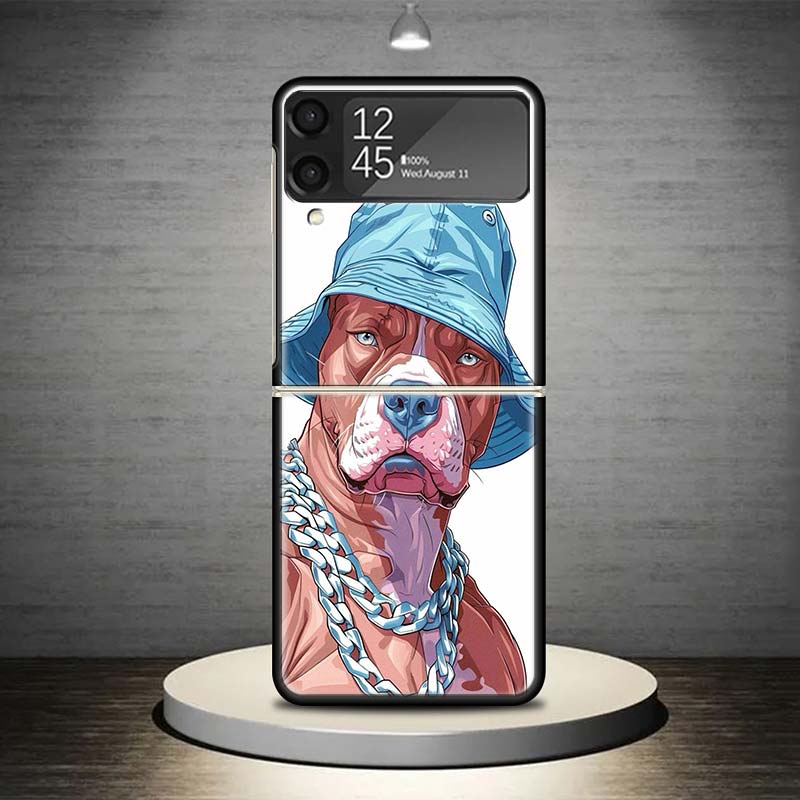 Pit Bull Pet Dog Pitbull Phone Case For Samsung Galaxy Z Flip 7 6 5 4 3 5G Shockproof Cover Z Flip7 Flip6 ZFlip5 Flip3 Flip4 Lux