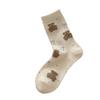 Woolen Bear Embroidered Socks for Women, Thick and Warm Mid-calf Socks for Autumn and Winter, Cute Thick Socks, Long Pile Socks