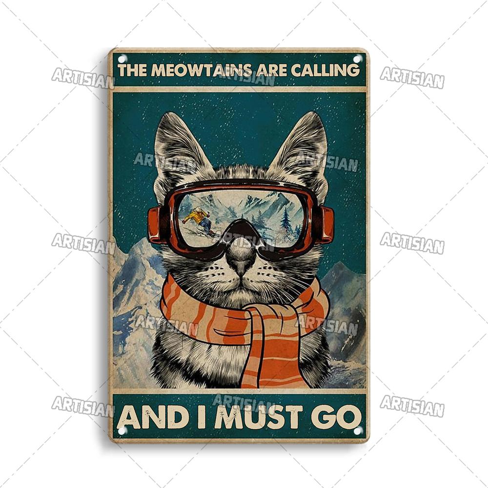 Artisian Skiing Snowboarding Metal Poster Sledding Tin Plaque Sport Decorative Plate Wall Decor Garage Bar Pub Club Hotel Cafe