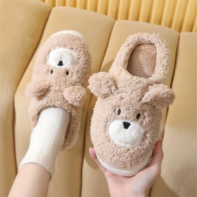 Winter New Cute Cartoon Bear Cotton Slippers Household Wholesale Women's Thick Bottom Indoor Home Plush Slippers