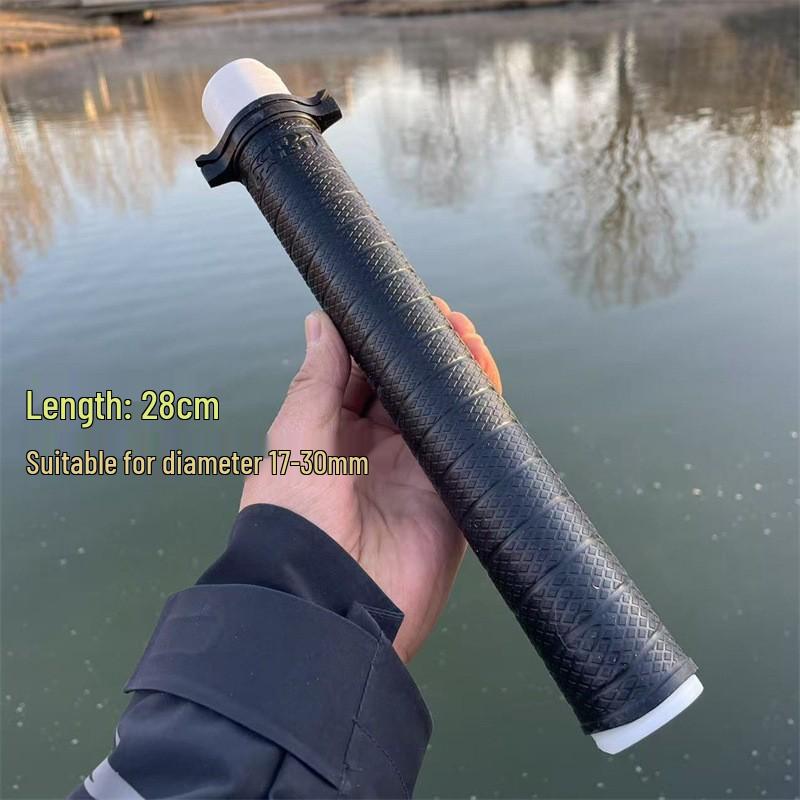 Third Gen Fishing Rod Handle: Anti-slip, Wear-resistant Silicone Grip with Built-in Rod Stopper and Pull-out Cover.