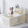 Morandi Style Plastic Desktop Organizer With 4 Compartments - A Roomy Hollow Storage Box For Cosmetics, Office Items