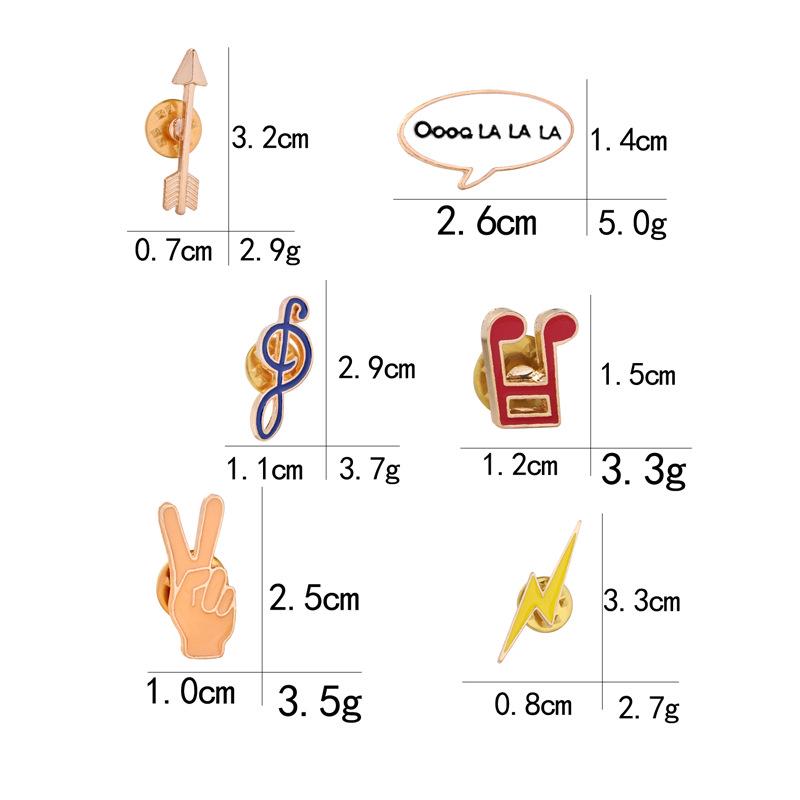 2022 Cartoon-Brosche: Kreative Handflächengeste, Musiksymbol, Blitz Emaille-Anstecknadel