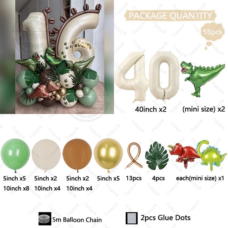 54pcs Jungle Theme Dinosaur Party Balloon Arch Set for Boy Wild One 1-9st Birthday Party Decoration Baby Shower First Birthday