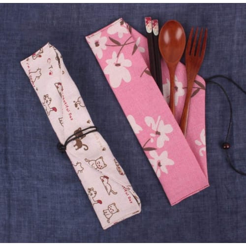 SITEDAN Chopstick Cases, Cutlery Storage Bags (10-Pack), Portable, Can Also Be Used As a Chopstick Holder or Fan Case, Linen Pouch, Fabric Wrap, Cute