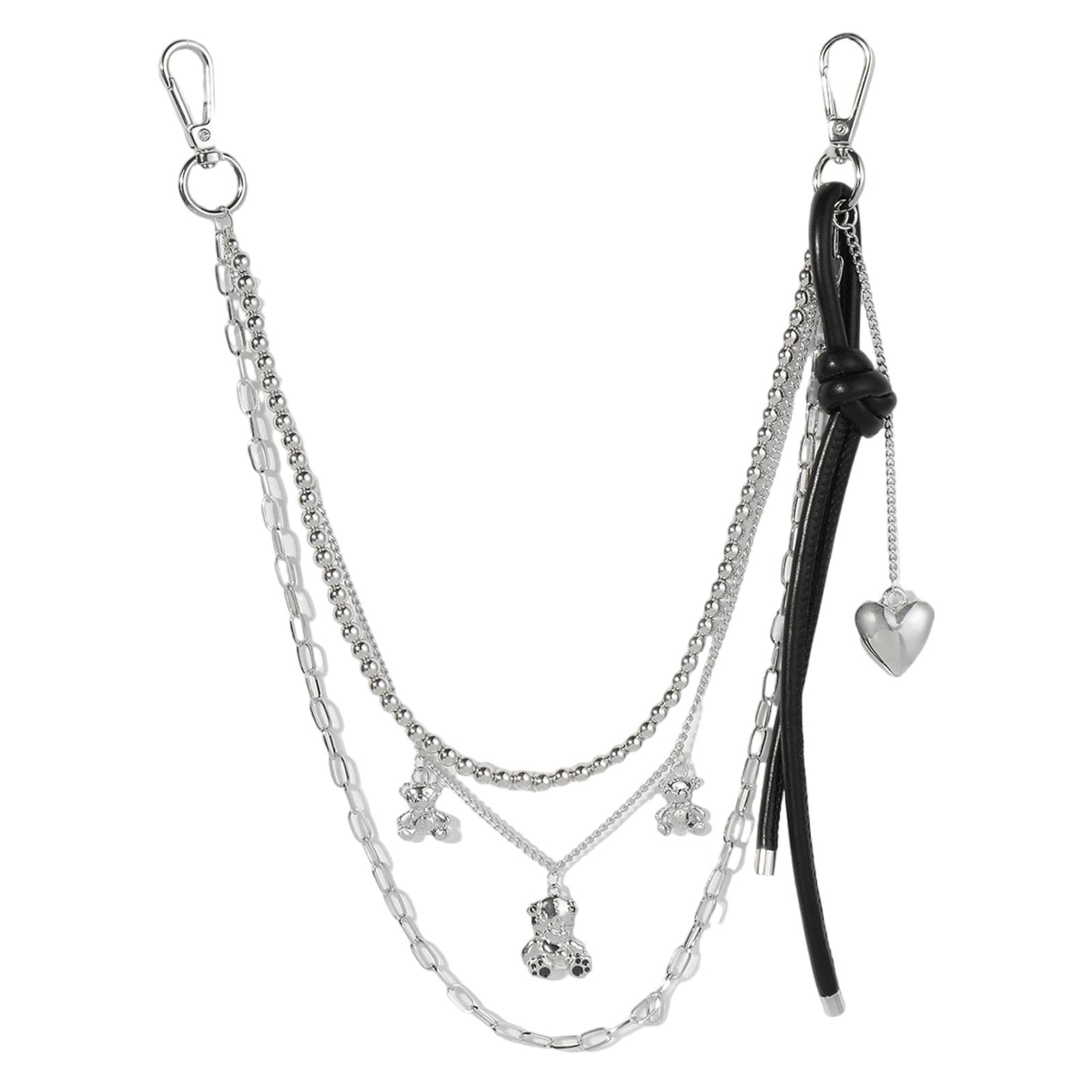 

Heart Punk Side Chain On Jeans Pants Handbag for Girls Multilayer Body Chain Trousers Street Clothing Chain A