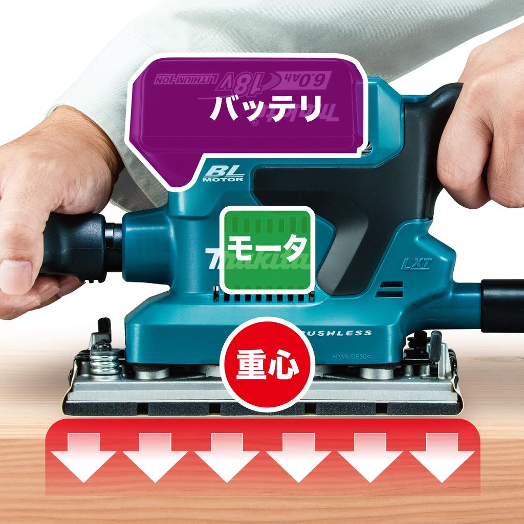 Makita Rechargeable Belt Sander with Battery and Charger BO380DRG Blue 18V6.0Ah