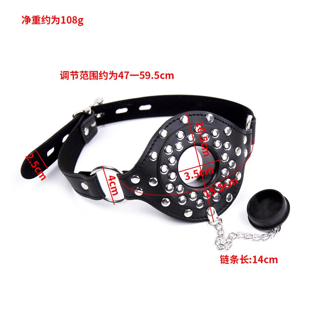 Fetish Slave Water Funnel More Nail Bondage Plug Mouth kit Strap Cap Bondage Leather Mask Funnel Oral Enema Drool Plug Gag Head