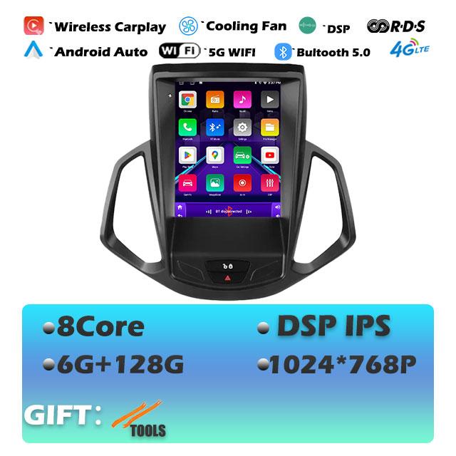 9.7 Lnch For Ford EcoSport 2013-2017 Android 14 Car Radio Auto Multimedia Player IPS Tesla Vertical GPS Carplay Stereo DVR