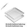 Stainless Steel Rectangle Dinner Tea Tray Double 2 Layer Dumpling Oil Leaking Hole Basin Steaming Draining Hole Plate with Basin