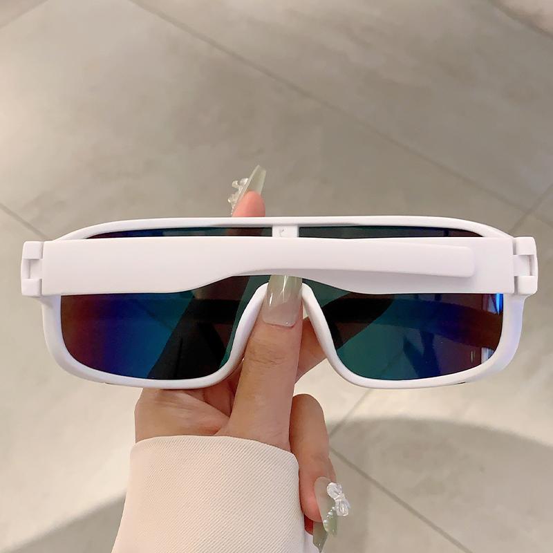 Oversize Monoblock Sunglasses Men Fashion Mirror Sports Goggle for Skiing Trendy Women Anti-UV Outdoor Hiking Sun Glasses