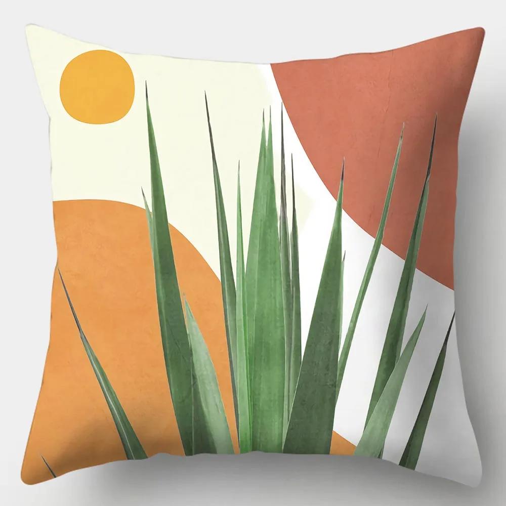 Art Plant Pillowcase 45Cmx45Cm Square Sofa Pillow Cover Abstract Cushion