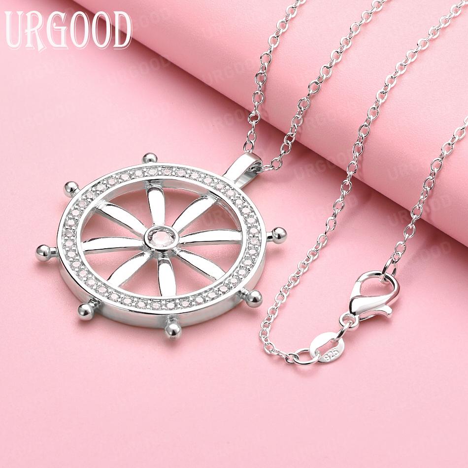 

Модное серебряное ожерелье-подвеска из стерлингового серебра 925 пробы с круглым цирконом AAA, свадебные украшения 45cm