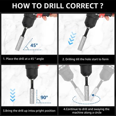 12Pcs 5-12mm Dry Diamond Drill Bits Set Vacuum Brazed Core Drill Bit Kit Quick Change Hex Shank for Porcelain Granite Marble