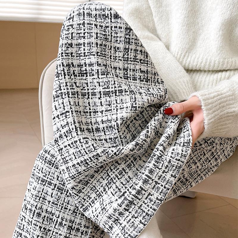 Chenille Milkshake Pants for Women's New Spring and Autumn High-waist Casual Drooping Small Fragrance Style Lazy Straight Wide-leg Pants