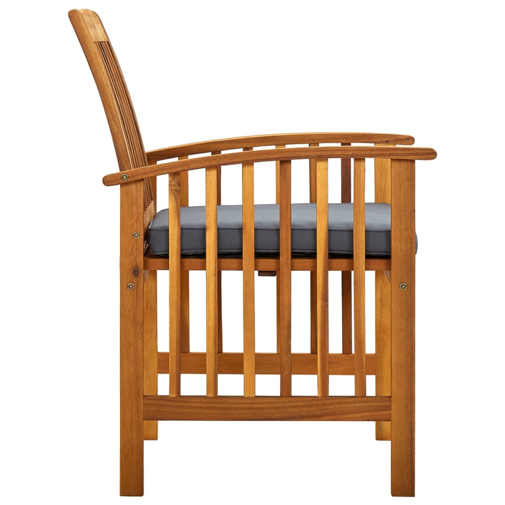 Garden Dining Chairs 2 Pcs with Cushions Solid Acacia Wood