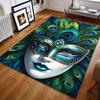 Venetian Peacock Feather Mask Print Carpet Modern Home Decor Area Rug for Bedroom Living Room Sofa Floor Mat Gifts