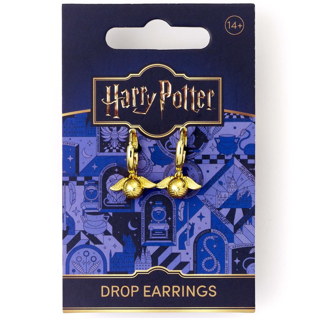 Harry Potter Golden Snitch Gold Tone Huggy Earrings