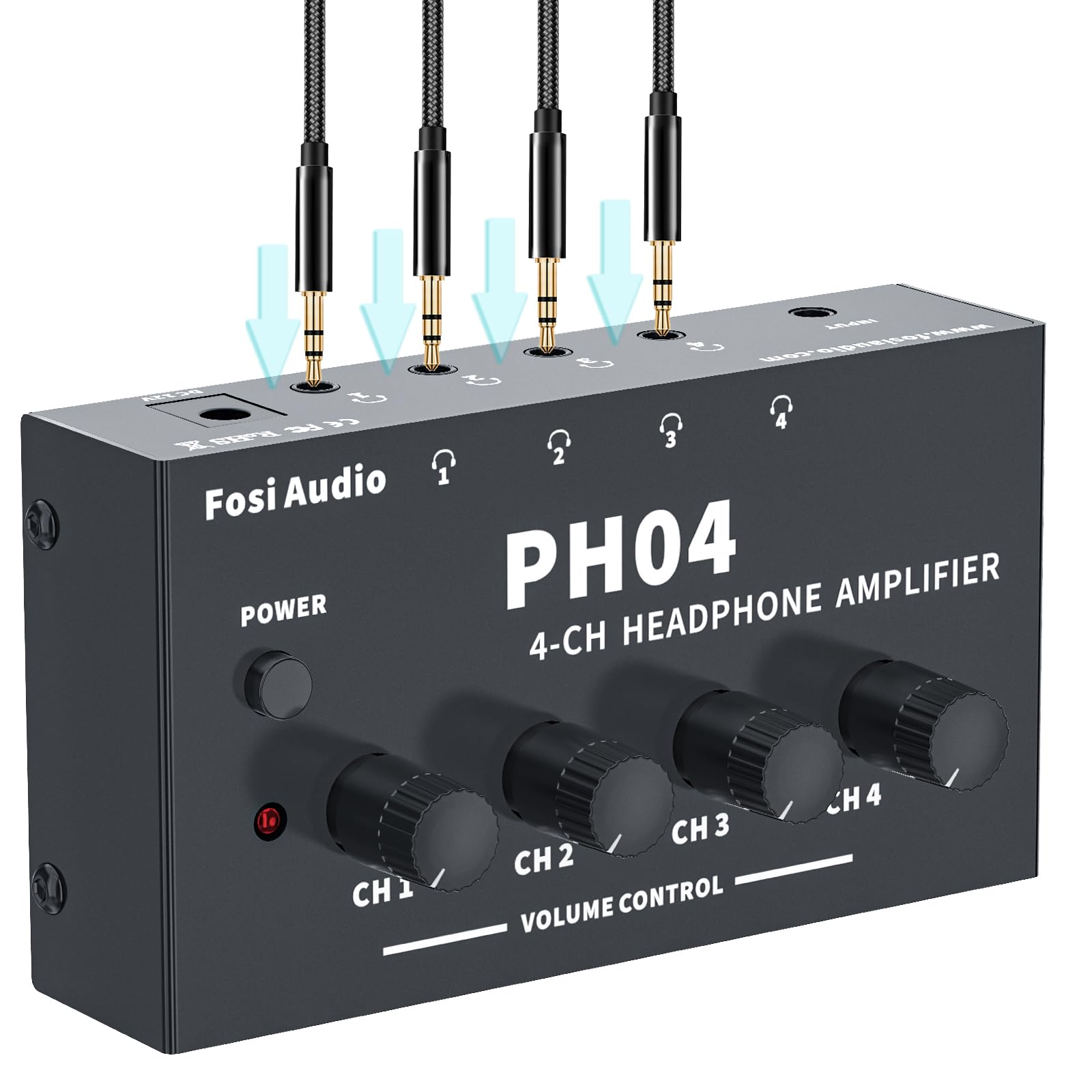 

Fosi Audio PH04 Headphone Stereo Audio Metal Portable Headphone Female AUX Suitable for Use Supply 4-Channel Amplifier, Amplifier, Frame,