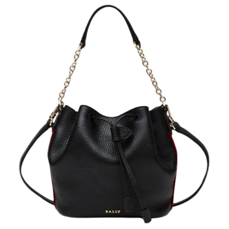 Bally Logo Bucket Bag Leather Mini Handbag Women Handbags Black 6230742