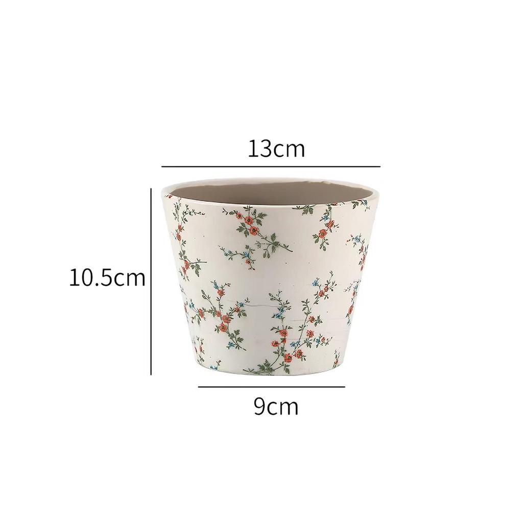 Retro Blue & White Distressed Ceramic Succulent Pot – Simple Decorative Vase for Green Plants & Flowers