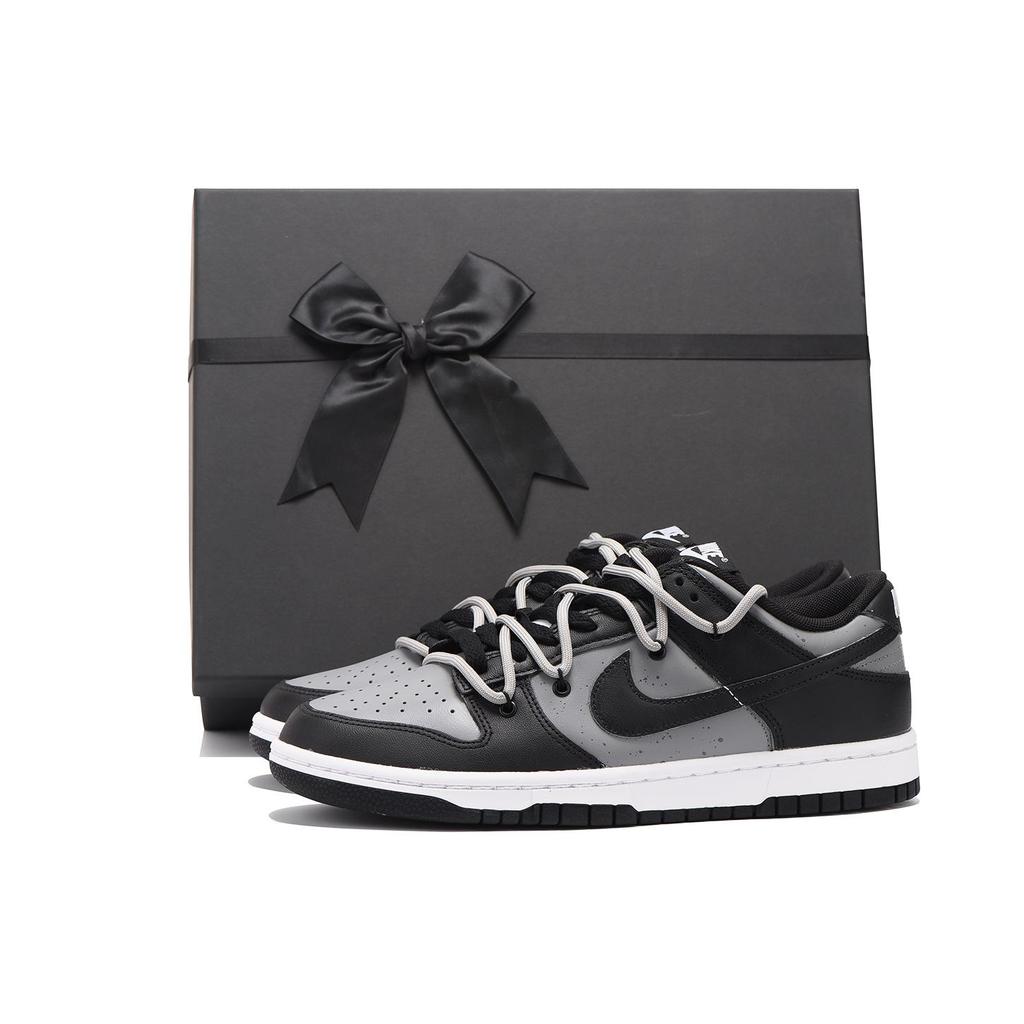 Nike Dunk Leather Coverage, Impact Resistance, Abrasion Resistant Low top Skateboard Shoes GS Black Gray CW1590-100(Team59- SBOX)