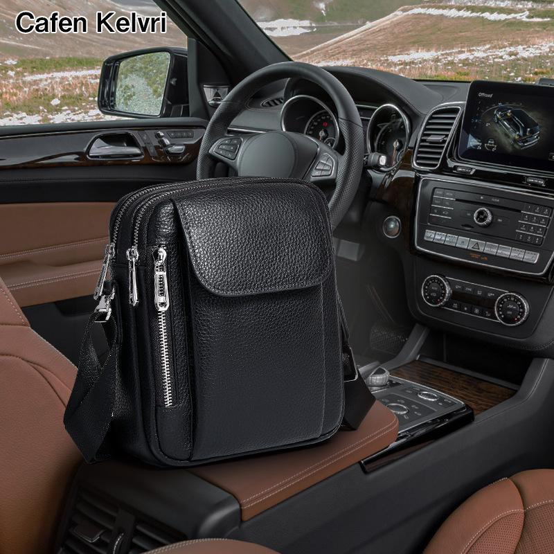 Men's High-End Genuine Leather Messenger Bag - Large Capacity, First Layer Cowhide Shoulder Bag