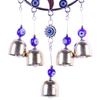 Turkiye Blue Eyes Alloy Sun Star Moon Pendant with Bell Charm Wind Chimes for Home Garden Hanging Wall Decoration Lucky Amulet