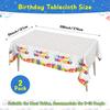 Birthday Tablecloth, 2 Pack Birthday Table Cloths, 54 X 108 Inch Disposable Rectangle Tablecloths Plastic Birthdays Table Cover Party Tablecovers,