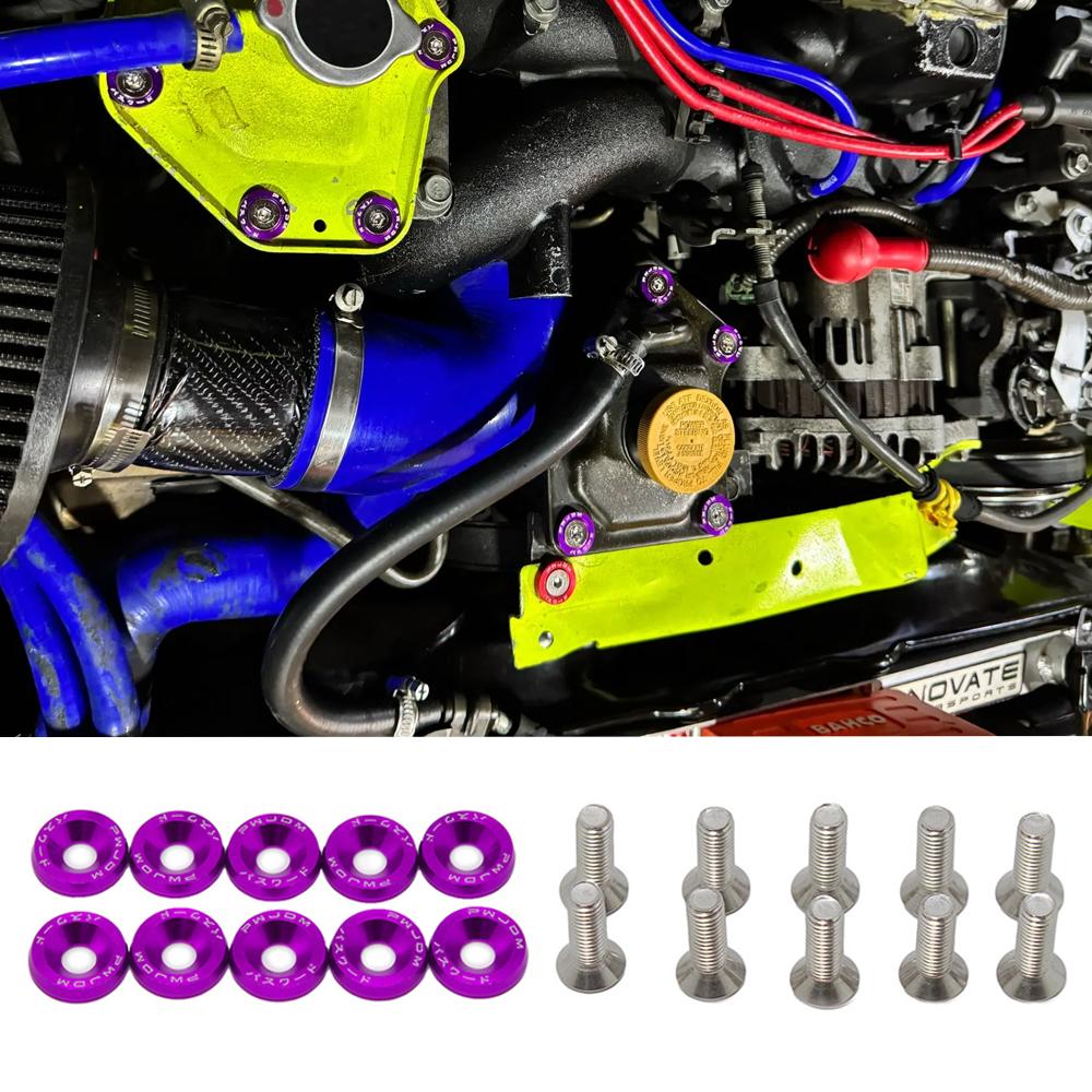 10 PCS M6 Car Modified Fasteners Fender Washer Bumper Engine Concave Screws Fender Washer License Plate Bolts Car Styling Gasket