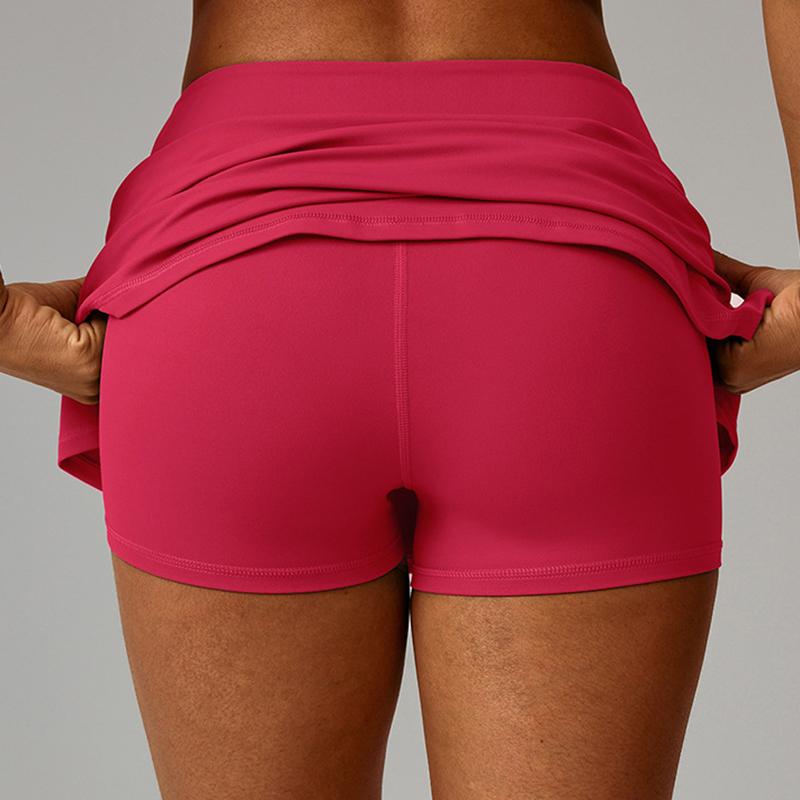 Yoga Skirt Badminton Tennis High Waist Breathable Sweat Skirt Inside Legging