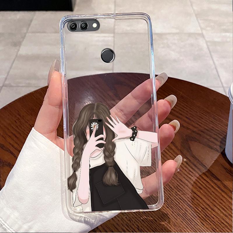 Case For Huawei Y92018 FLA-LX1 Y9 2018 Casing Clear Luxury Cute Love Heart Rabbit Funny TPU Soft Silicone Phone Case Back Cover