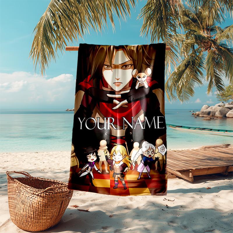 Personalisiertes, maßgeschneidertes Strandtuch mit RWBY Volume-Muster - weich, saugfähig, schnell trocknend, perfekt für Schwimmen, Camping & Baden