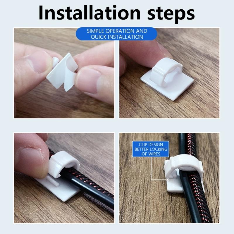 20Pieces Adhesive Cable Management Clip Adhesive Cord Holder,No Residues Removal,Heat Insulation, Space Saving Design