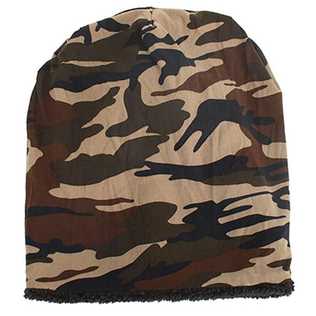 LEX STANDARD Camouflage Knit Cap with Fleece Lining for Warmth Men's Fall/Winter (CH027, Gray)