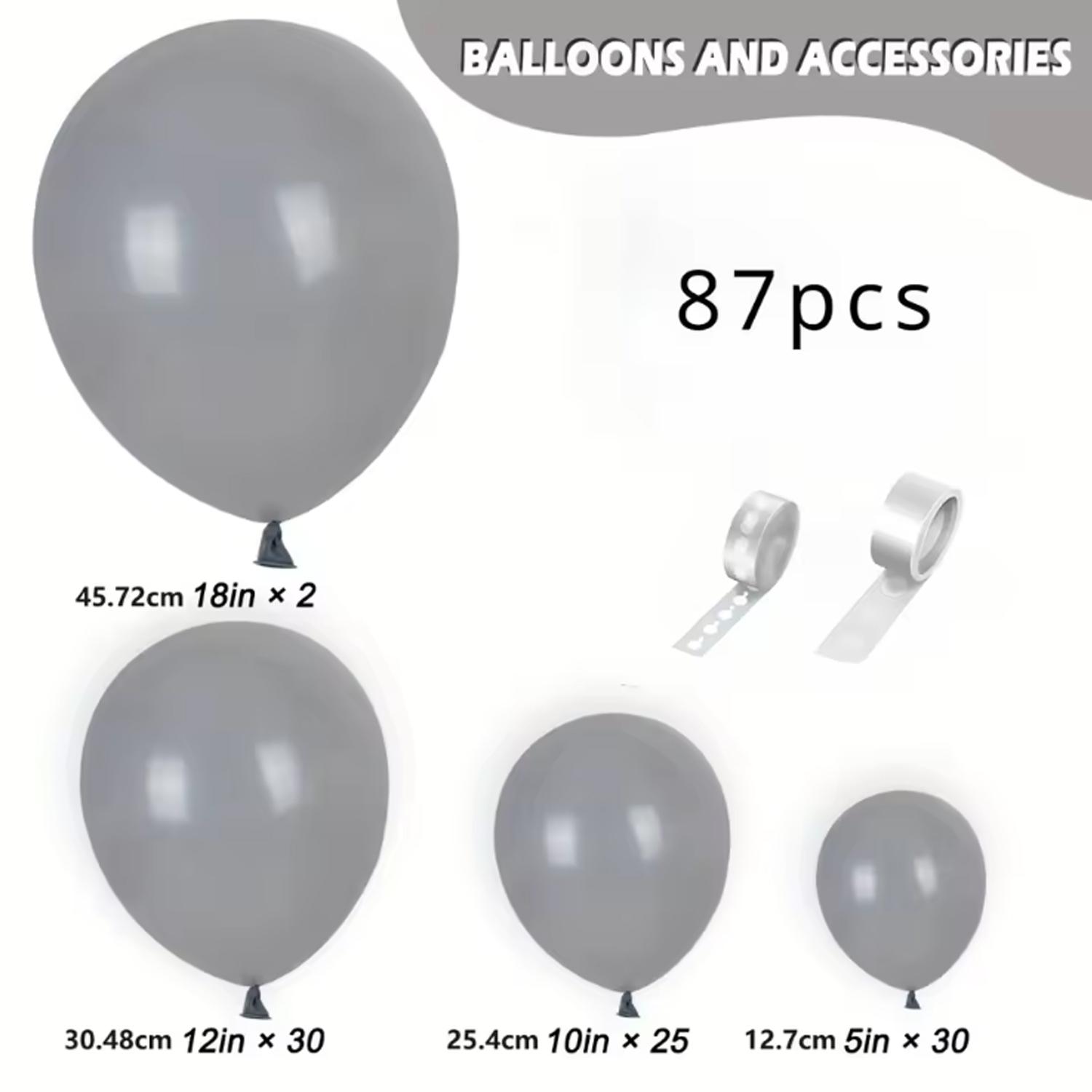 

87pcs gray latex balloon set, wedding,birthday,anniversary, graduation, festival, celebration, indoor, party decoration supplies Other
