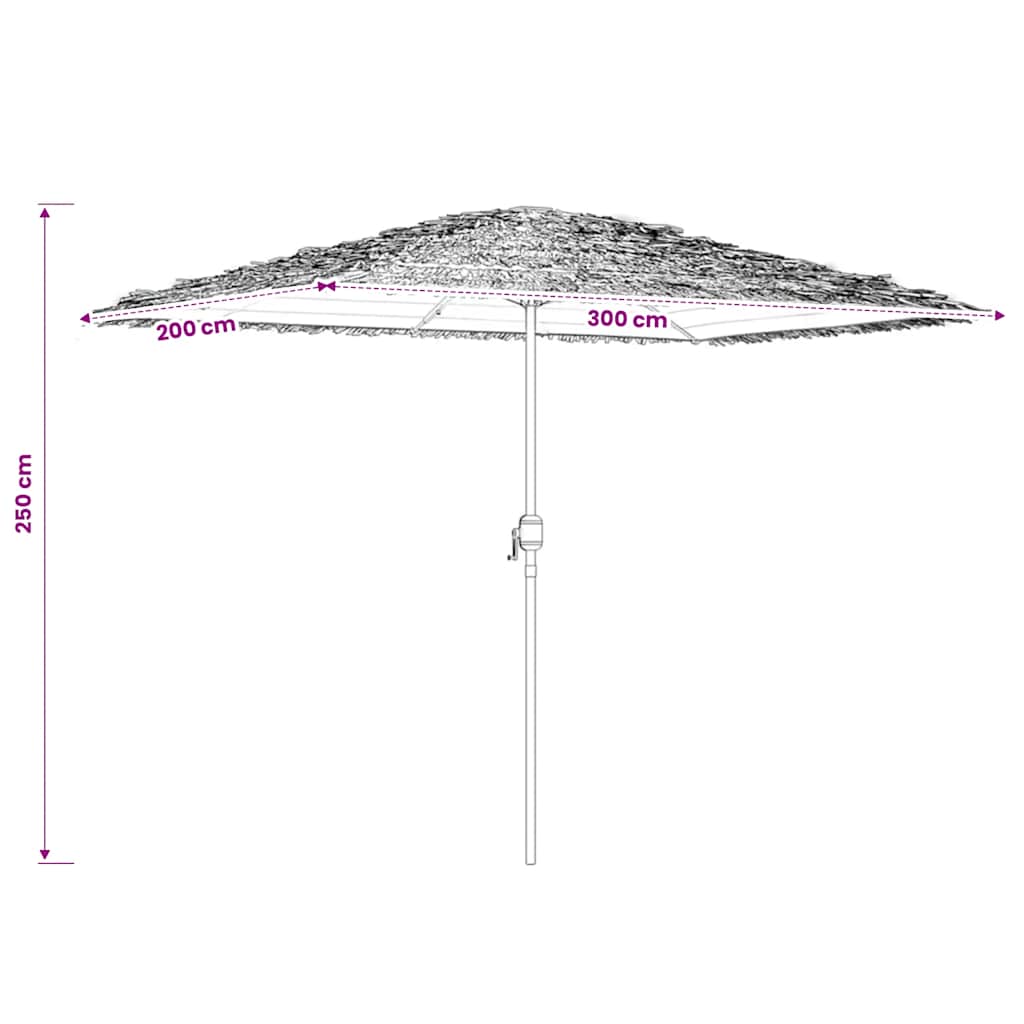 Brown Sun Umbrella with Steel Pole 300 X 200 X 250 Cm