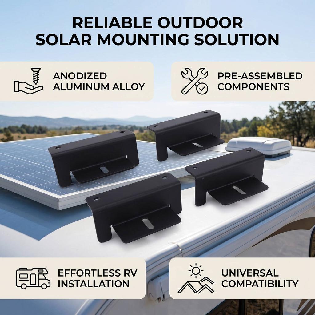 Solar Panel Mounting Z Bracket Kit Anodized Finish Aluminium Alloy Solar Panel Z Bracket Mount Kit for RV Trailer Boat