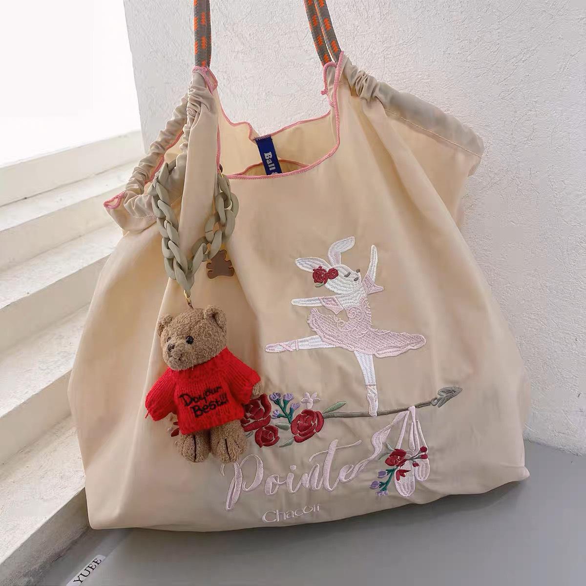 Экологичная японская нейлоновая холщовая сумка для покупок с вышитыми цветами 1640₽