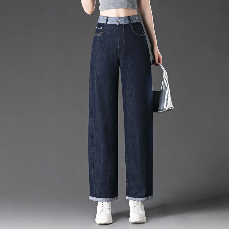 

Эластичные брюки-бананы с завышенной талией для похудения для женщин среднего возраста - Коллекция весна/лето 2025 Джинсы Size 28 for 95-105 jin джинсовый синий