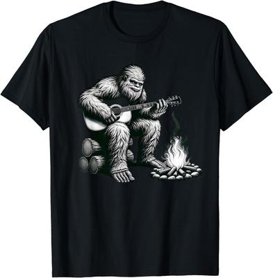 Bigfoot Playing Guitar Rock On Sasquatch Big Foot Gift Unisex T-Shirt