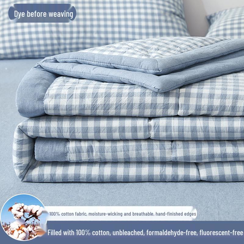 Inside and Out All-Cotton Quilt - 100% Pure Xinjiang Cotton Summer Air Conditioner Quilt for Single or Double Person